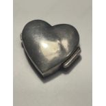 A MARKED SILVER HEART SHAPED PILL BOX