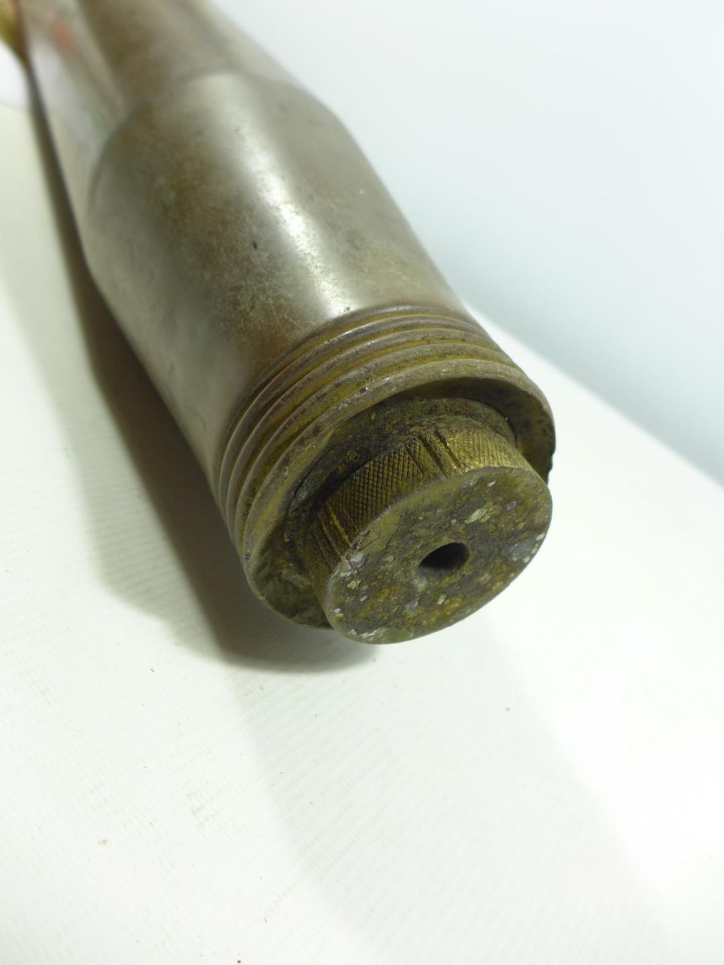 A BRASS INERT TESTING THREE INCH SHELL DATED 1956, HEIGHT 68CM - Image 3 of 3