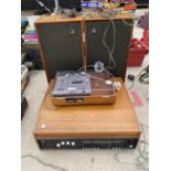 A DYNATRON RECORD PLAYER, CASSETTE PLAYER AND TWO SPEAKERS