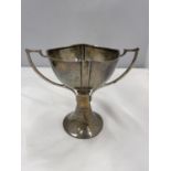 A HALLMARKED LONDON SILVER TWIN HANDLED CUP GROSS WEIGHT 227 GRAMS ENGRAVED S V L H CAMP 1913