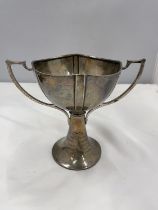 A HALLMARKED LONDON SILVER TWIN HANDLED CUP GROSS WEIGHT 227 GRAMS ENGRAVED S V L H CAMP 1913