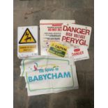 LARGE QTY OF SIGNS + 2 BABYCHAM TEA TOWELS