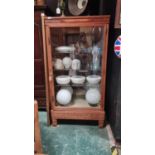 LARGE PINE EDWARDIAN DISPLAY CABINET - ORIGINALLY FROM ABERYSTWYTH UNIVERSITY APPROX 85CM X 80CM -