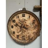 VICTORIAN INDUSTRIAL CAST IRON SLAVE CLOCK FACE APPROX 40CM DIAM