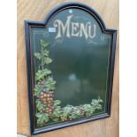 A VINTAGE STYLE WOODEN 'MENU' BOARD