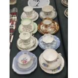 AMIXED LOT OF TRIOS TO INCLUDE PARAGON 'FIRST LOVE', ROYAL DOULTON 'CAMBRIDGE', ETC
