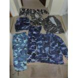 A COLLECTION OF MILITARY/SHOOTING/FISHING COLD WEATHER CAMOUFLAGE UNIFORMS