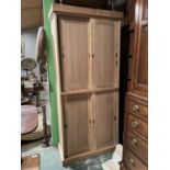 LATE VICTORIAN STRIPPED PINE KITCHEN LARDER CUPBOARD. GOOD CONDITION. APPROX 92CM X 43CM - 212CM