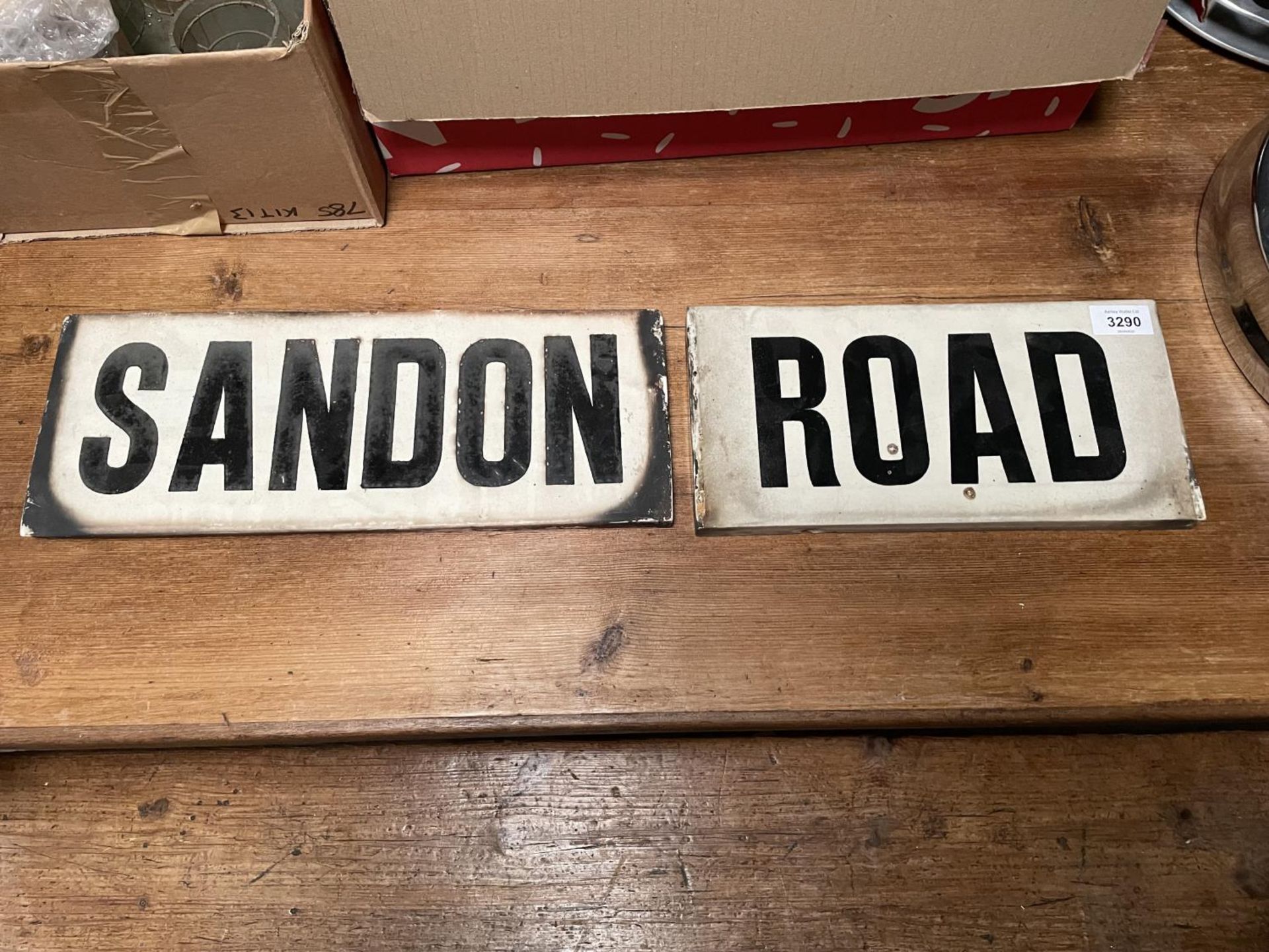 2 X VICTORIAN TILED SIGNS - "SANDON ROAD"