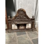 SMALL VICTORIAN CAST IRON OVERMANTLE IN ORIGINAL CONDITION APPROX 58CM X 52CM