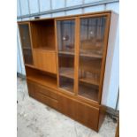 A RETRO TEAK LOUNGE UNIT/COCKTAIL CABINET, 72" WIDE BY MORRIS OF GLASGOW