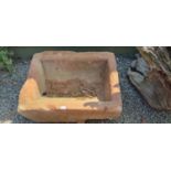 RED SANDSTONE TROUGH APPROX 65CM X 84CM - 36CM HIGH