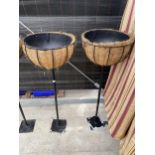A PAIR OF FREESTANDING GOBLET PLANTERS COMPLETE WITH LINER (H:125CM)(DIAMETER OF PLANTER:16")