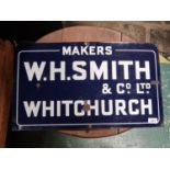 W.H. SMITHS WHITCHURCH ENAMEL ADVERTISING SIGN APPROX 60CM X 36CM