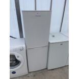 A WHITE RUSSELL HOBBS UPRIGHT FRIDGE FREEZER BELIEVED IN WORKING ORDER BUT NO WARRANTY