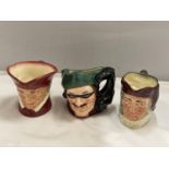 THREE ROYAL DOULTON SMALL TOBY JUGS