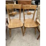 A PAIR OF VICTORIAN STYLE BAR BACK KITCHEN CHAIRS