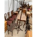A BENTWOOD HALL STAND AND A SMALL CABRIOLE LEG TABLE