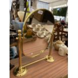 A BRASS SWING FRAME DRESSING TABLE MIRROR