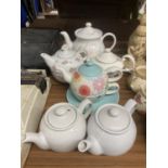 A COLLECTION OF TEAPOTS TO INCLUDE PARAGON, GIBSONS CHINA, TEAPOTS FOR ONE, ETC