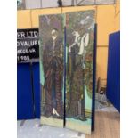 TWO VERY LARGE PAINTINGS ON BOARD SIGNED EDWINA MCGRAIL TO BOTTOM DIMENSIONS: 203CM X 47CM