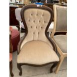 A VICTORIAN STYLE SPOON BACK CHAIR