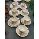 A QUANTITY KIRKLANDS EMBASSY WARE TO INCLUDE FLORAL PATTERN CUPS, SAUCERS AND SIDE PLATES