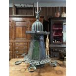 A VERY LARGE BRONZE MORROCAN HANGING LAMP APPROX 100CM WIDE 145CM HIGH