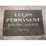 LEEDS PERMANENT BUILDING SOCIETY AGENCY BRASS COPPER SIGN APPROX 30CM X 20CM