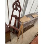 A VICTORIAN STYLE EASEL AND A SMALL MODERN EASEL
