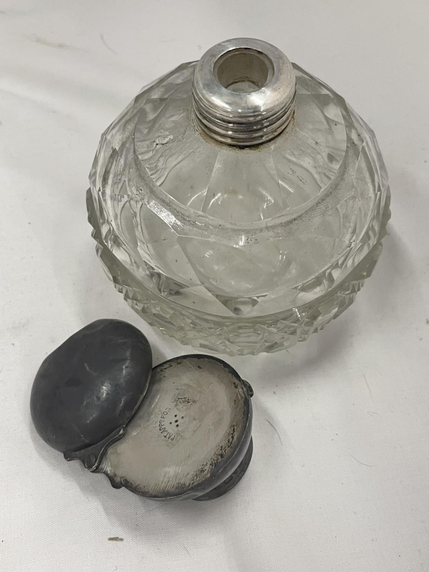 TWO CUT GLASS BOTTLES WITH HALLMARKED SILVER TOPS ONE BIRMINGHAM ONE CHESTER - Image 5 of 6