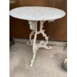 A WHITE CAST ALLOY BISTRO TABLE