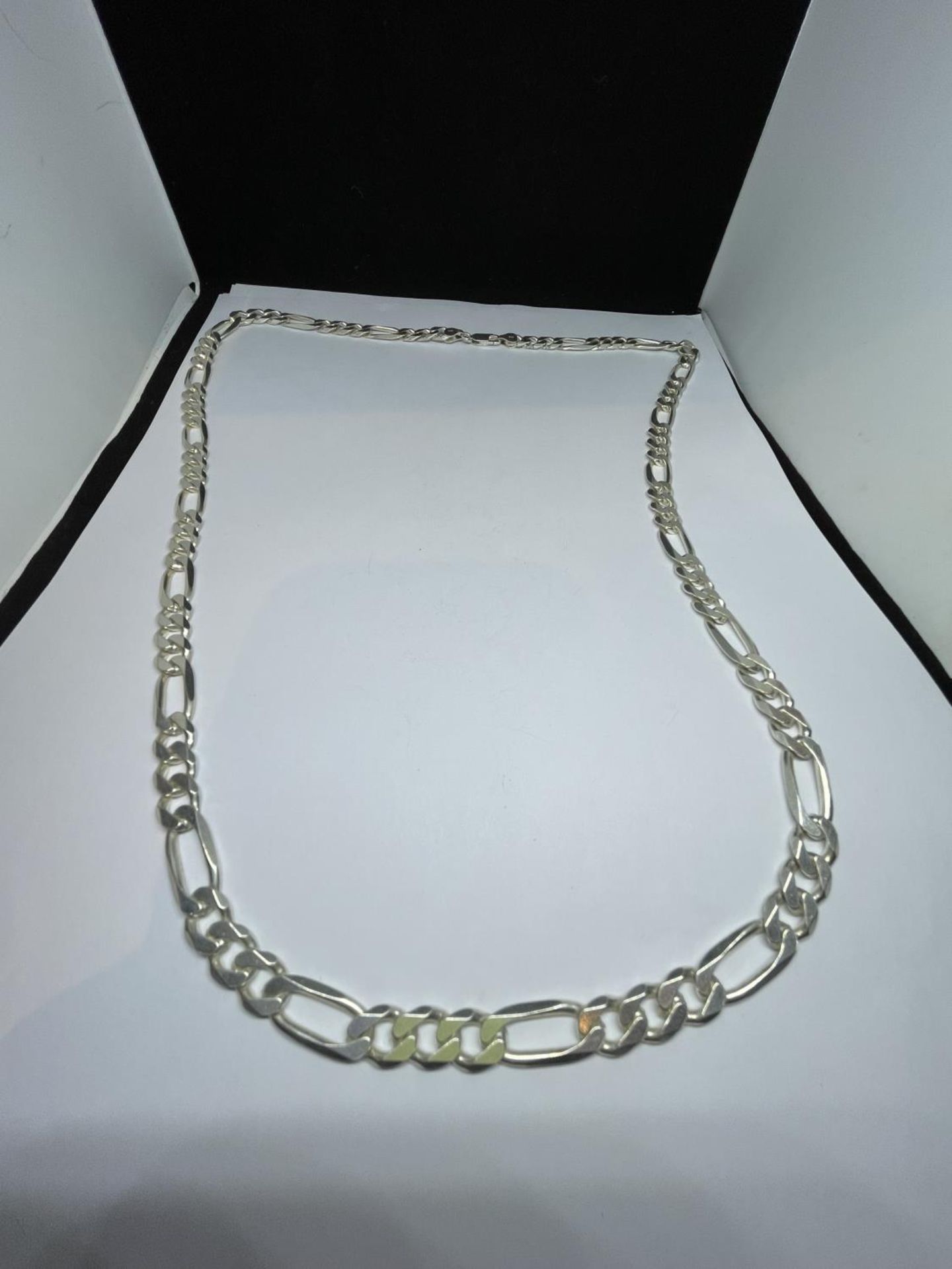 A MARKED SILVER FLAT LINK NECK CHAIN