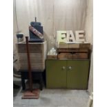 LARGE MIXED LOT APPROX 19 ITEMS - INC - METAL CABINET / LOG BOX / GAME / LETTERS ETC