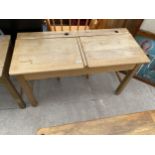 A MID 20TH CENTURY DOUBLE CHILDS SCHOOL DESK