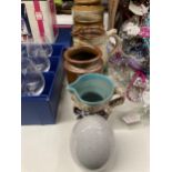 A COLLECTION OF STONEWARE ITEMS TO INCLUDE STORAGE JARS AND JUGS