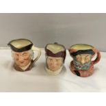 THREE ROYAL DOULTON SMALL TOBY JUGS