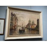 ORIGINAL OIL ON CANVAS - VENETIAN SCENE - 1940'S - SIGNED LOWER RIGHT APPROX 94CM X 75CM