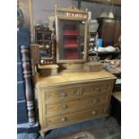 VICTORIAN PAINTED PINE DRESSING TABLE - A/F APPROX 108CM X 48CM - 172CM HIGH