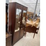 A ROSSMORE MIRROR-DOOR WARDROBE, 36" WIDE AND A SINGLE HEADBOARD