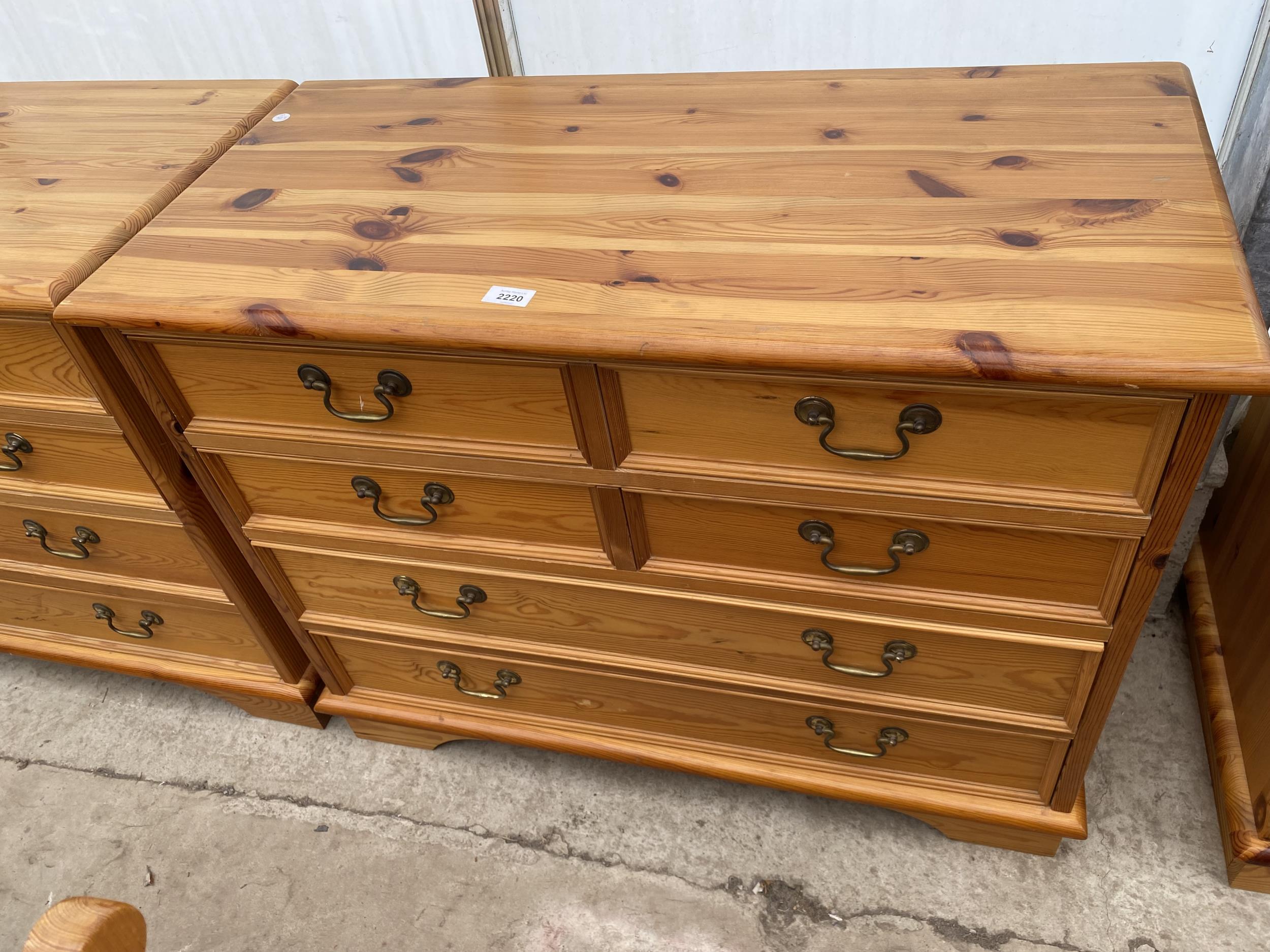 A MODERN PINE CHEST OF FOUR SHORT AND TWO LONG DRAWERS 36" WIDE