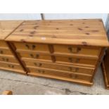 A MODERN PINE CHEST OF FOUR SHORT AND TWO LONG DRAWERS 36" WIDE