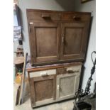 FOR RESTORATION A NEAR PAIR OF CABINETS ONE WITHOUT TOP - APPROX 100CM X 64CM - 88CM HIGH EACH