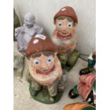 TWO RECONSTITUTED STONE BILL AND BEN GARDEN GNOMES
