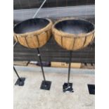 A PAIR OF FREESTANDING GOBLET PLANTERS COMPLETE WITH LINER (H:125CM)(DIAMETER OF PLANTER:16")