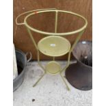 A GOLD PAINTED METAL TWO TIER PLANT STAND