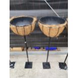 A PAIR OF FREESTANDING GOBLET PLANTERS COMPLETE WITH LINER (H:125CM)(DIAMETER OF PLANTER:16")