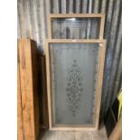 2 X VICTORIAN ETCHED FRAMED PANELS APPROX 60CM X 150CM / 68CM X 122CM