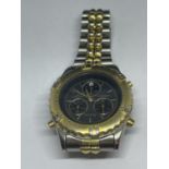 AN ACCURIST CHRONOGRAPH WRIST WATCH SEEN WORKING BUT NO WARRANTY