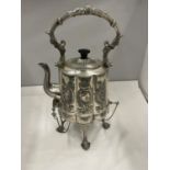 A ALFRED BROWKETT, BIRMINGHAM SILVER PLATED DECORATIVE SPIRIT KETTLE